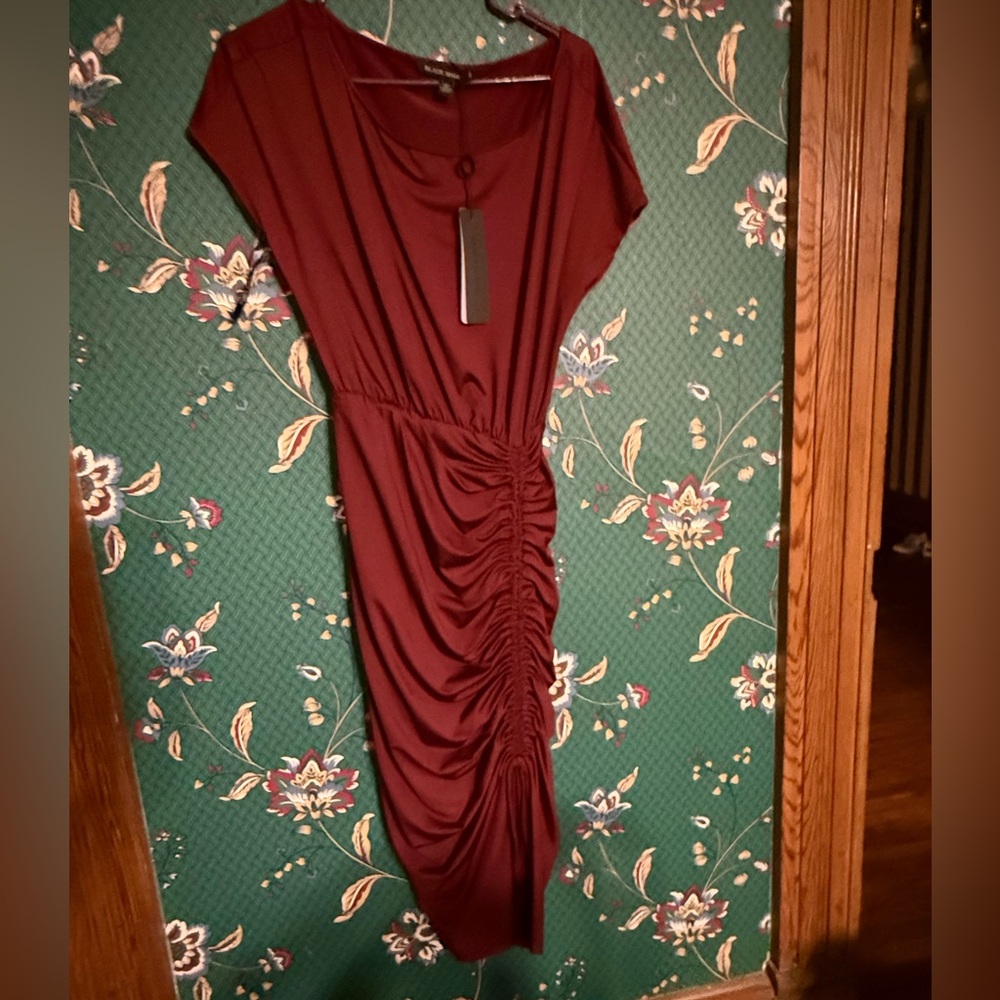 Black Halo Burgundy Asymmetrical Dress